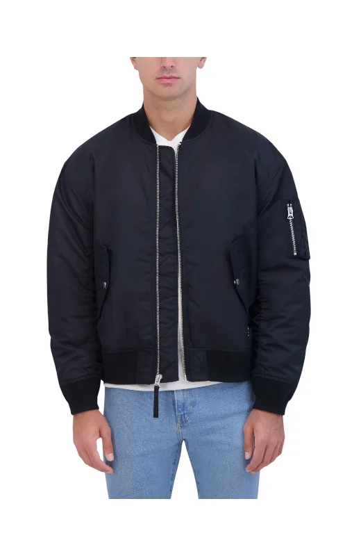 Hudson Jeans Men's Ma-1 Military Bomber Jacket With Knit Collar And Cuff Tailored