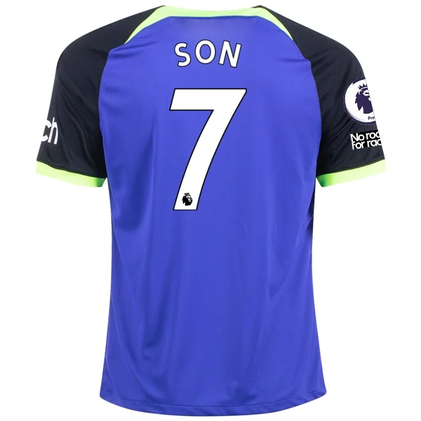 Nike Tottenham Hotspur Son Heung-Min Away Jersey w/ EPL + No Room For Racism Patches 22/23 (Lapis/Black/White) Refined Men's Hand