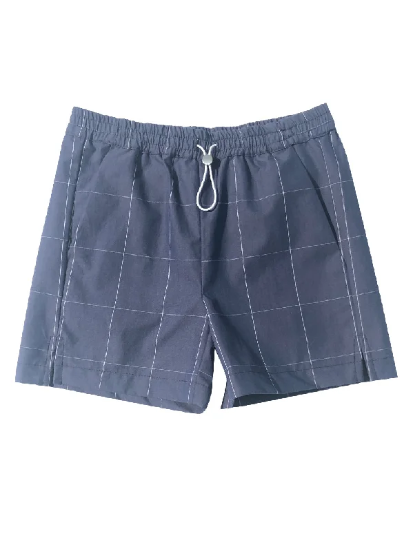 Balou Navy Checked Shorts Casual Men's Loose